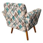 Poltrona Dora Estampado Traçados Azul Turquesa D33 Pés Palito