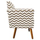 Poltrona Dora Estampado Zig Zag Bege D81 Pés Palito Castanho