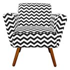 Poltrona Dora Estampado Zig Zag Preto D80 Pés Palito Castanho