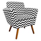 Poltrona Dora Estampado Zig Zag Preto D80 Pés Palito Castanho