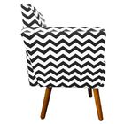 Poltrona Dora Estampado Zig Zag Preto D80 Pés Palito Castanho