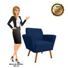 Poltrona Dora Suede Azul Marinho Pés Palito Castanho D'rossi