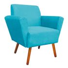 Poltrona Dora Suede Azul Turquesa Pés Palito Castanho D'rossi