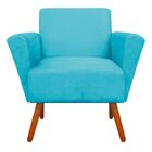 Poltrona Dora Suede Azul Turquesa Pés Palito Castanho D'rossi