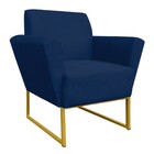 Poltrona Dora Suede Base Metálica Dourado D'rossi - Azul Mari