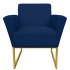 Poltrona Dora Suede Base Metálica Dourado D'rossi - Azul Mari