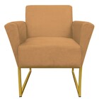 Poltrona Dora Suede Base Metálica Dourado D'rossi - Caramelo