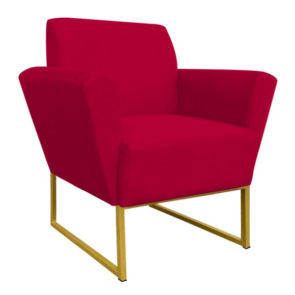 Poltrona Dora Suede Base Metálica Dourado D'rossi - Vermelho