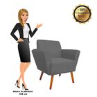 Poltrona Dora Suede Grafite Pés Palito Castanho D'rossi