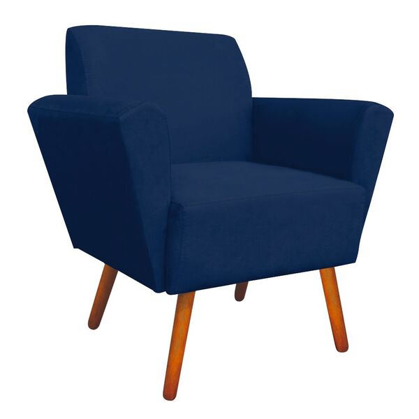 Poltrona Dora Suede Pés Palito Castanho D'rossi - Azul Marinho