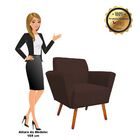 Poltrona Dora Suede Pés Palito Castanho D'rossi - Marrom