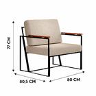 Poltrona Dubai Linho Bege Com Cinto Em Couro E Base Em Metal