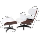 Poltrona E Puff Charles Eames Imb. Couro Natural  Branco