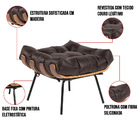 Poltrona E Puff Costela Couro Legítimo Marrom Base Industrial