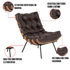 Poltrona E Puff Costela Couro Legítimo Marrom Base Industrial