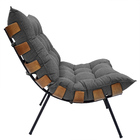 Poltrona E Puff Costela Para Sala E Quarto Linho Grafite - We