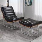 Poltrona E Puff Costela Rubi Base Em Aço Industrial Preto