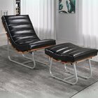 Poltrona E Puff Costela Rubi Base Em Aço Industrial Preto