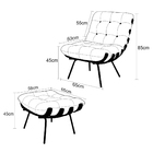 Poltrona E Puff De Couro Costela - Marrom - Mempra