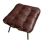 Poltrona E Puff De Couro Costela Soft Tabaco