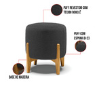 Poltrona E Puff Decorativo Base Madeira Stella Bouclê P01 - D