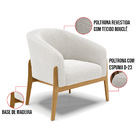 Poltrona E Puff Decorativo Base Madeira Stella Bouclê P01 - D