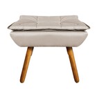 Poltrona E Puff Decorativo Pé Palito De Madeira Opala Corino