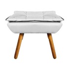 Poltrona E Puff Decorativo Pé Palito De Madeira Opala Corino