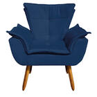 Poltrona E Puff Decorativo Pé Palito De Madeira Opala Suede A