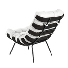 Poltrona E Puff Decorativos Sala De Estar Costela Base Preta