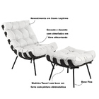 Poltrona E Puff Decorativos Sala De Estar Costela Base Preta