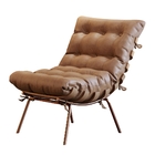 Poltrona E Puff M06 Mais Decor Cobre-courino Hibrido Marrom