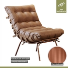 Poltrona E Puff M06 Mais Decor Cobre-courino Hibrido Marrom