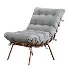 Poltrona E Puff M06 Mais Decor Cobre-linho Cinza