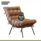 Poltrona E Puff M06 Mais Decor Preto-courino Hibrido Marrom