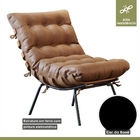 Poltrona E Puff M06 Mais Decor Preto-courino Hibrido Marrom
