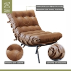 Poltrona E Puff M06 Mais Decor Preto-courino Hibrido Marrom