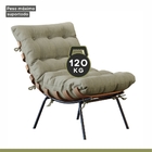 Poltrona E Puff M06 Mais Decor Preto-linho Bege