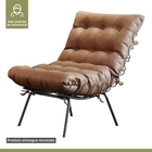 Poltrona E Puff M07 Mais Decor Preto-courino Hibrido Marrom