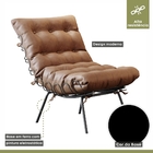 Poltrona E Puff M07 Mais Decor Preto-courino Hibrido Marrom