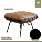 Poltrona E Puff M07 Mais Decor Preto-courino Hibrido Marrom