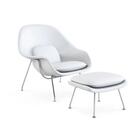 Poltrona E Puff Womb Em Tecido Sintético Branco