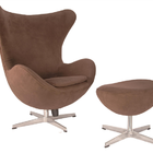 Poltrona Egg Com Puff Em Suede - Marrom