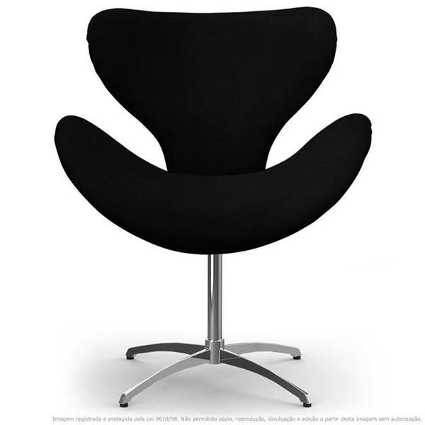 Poltrona Egg Decorativa Preta Com Base Giratória