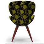 Poltrona Egg Floral Amarelo E Preto Cadeira Decorativa Com Ba
