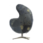 Poltrona Egg Giratória E Reclinável Base Em Aço Inox Retalhos