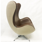 Poltrona Egg Marrom / Linho Cru Base Alumínio Com Relax - Pol