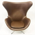 Poltrona Egg Marrom / Linho Cru Base Alumínio Com Relax - Pol