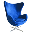 Poltrona Egg Revestida Em Tecido Suede - Azul