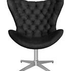 Poltrona Egg Slim Preta Com Capitonê Base Giratória Em Alumín